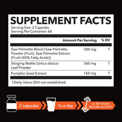 HAVASU NUTRITION saw-palmetto-3X capsules close-up for easy-to-swallow vegan capsules.