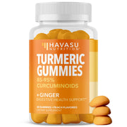 Havasu Nutrition turmeric-ginger-peach gummies bottle close-up for daily wellness.