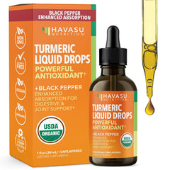 HAVASU NUTRITION turmeric liquid drops bottle with unflavored formula for daily support
