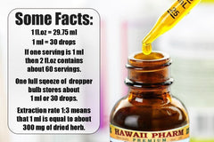 Hawaii Pharm Centaury liquid extract label close-up showing ingredients and transparency