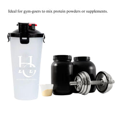 Hayat Official 2 in 1 Shaker blue bottle used for pre-workout and hydration on the go.