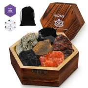 Hazms wooden box crystal set on display, showcasing calm energy and organization