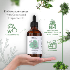 HBNO cedarwood oil amber bottle delivering earthy aroma for diffusers.