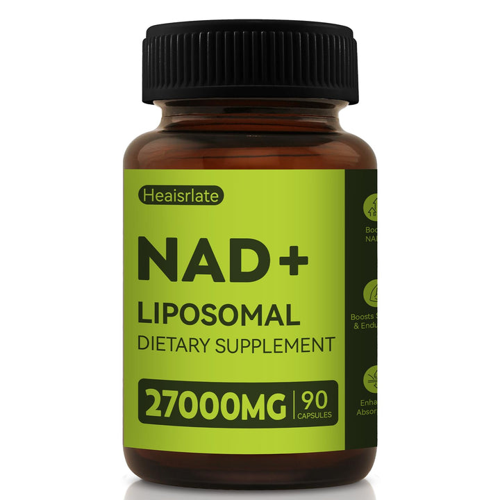 Heaisrlate NAD+ bottle front highlights energy support for daily use.