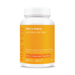 HEAL + CO Lion's Mane 120 Caps bottle for daily focus support.