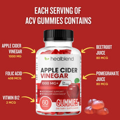 healblend Apple Cider Vinegar Gummy close-up highlights fruity flavor and texture.