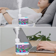 Healifty USB humidifier fish-tank-detail showing compact design for home desks
