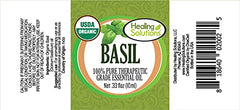 Close-up of dropper cap on Healing Solutions Basil Oil for precise application