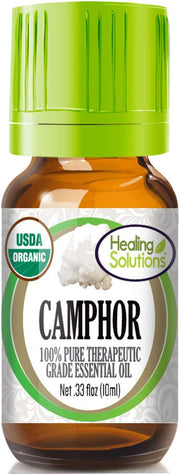 Healing Solutions Camphor Oil 10ml bottle for precise application and easy travel