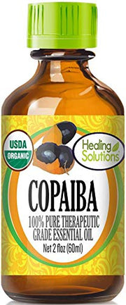 Healing Solutions Copaiba oil bottle showing pure, calming aroma.