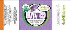 Healing Solutions lavender oil pour closeup highlights easy application for aromatherapy sessions.