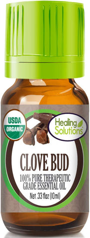 Healing Solutions Organic Clove Bud Oil bottle with pure aroma for oral care routines