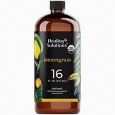 Healing Solutions lemongrass oil bottle 16 oz for pure aromatherapy and cleaning.
