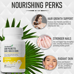 HEALNEST biotin-amla-saw-palmetto capsules on white background