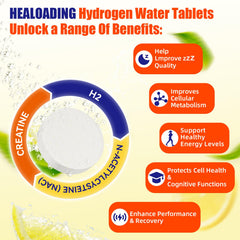 HEALOADING hydrogen water with a refreshing fizz for on-the-go hydration.