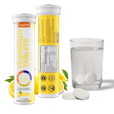 HEALOADING hydrogen water tablets dissolve in a glass for quick hydration.