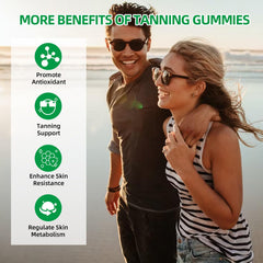 HEALOADING Tanning Gummies vegan formula bottle indicates 60 gummies.
