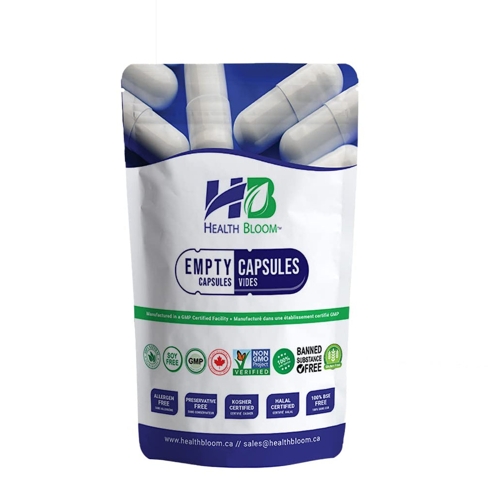 Health Bloom empty capsules size 00 natural for easy filling and custom supplements.