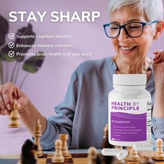 HEALTH BY PRINCIPLE B1 packaging in USA-made facility signaling clean vegan formula.