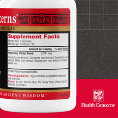 Health Concerns GB6 bottle side label highlights 90 capsules for a 30-day supply