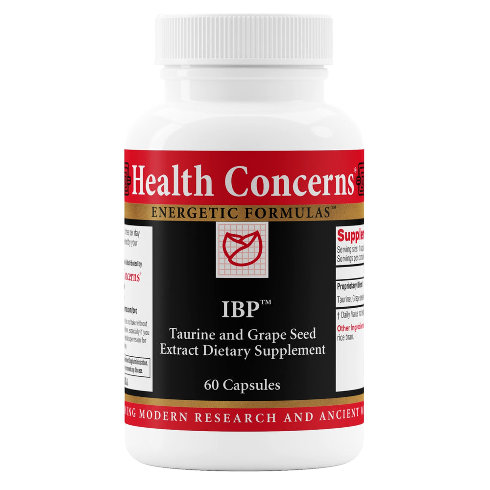 Health Concerns IBP bottle front label highlighting heart health support.