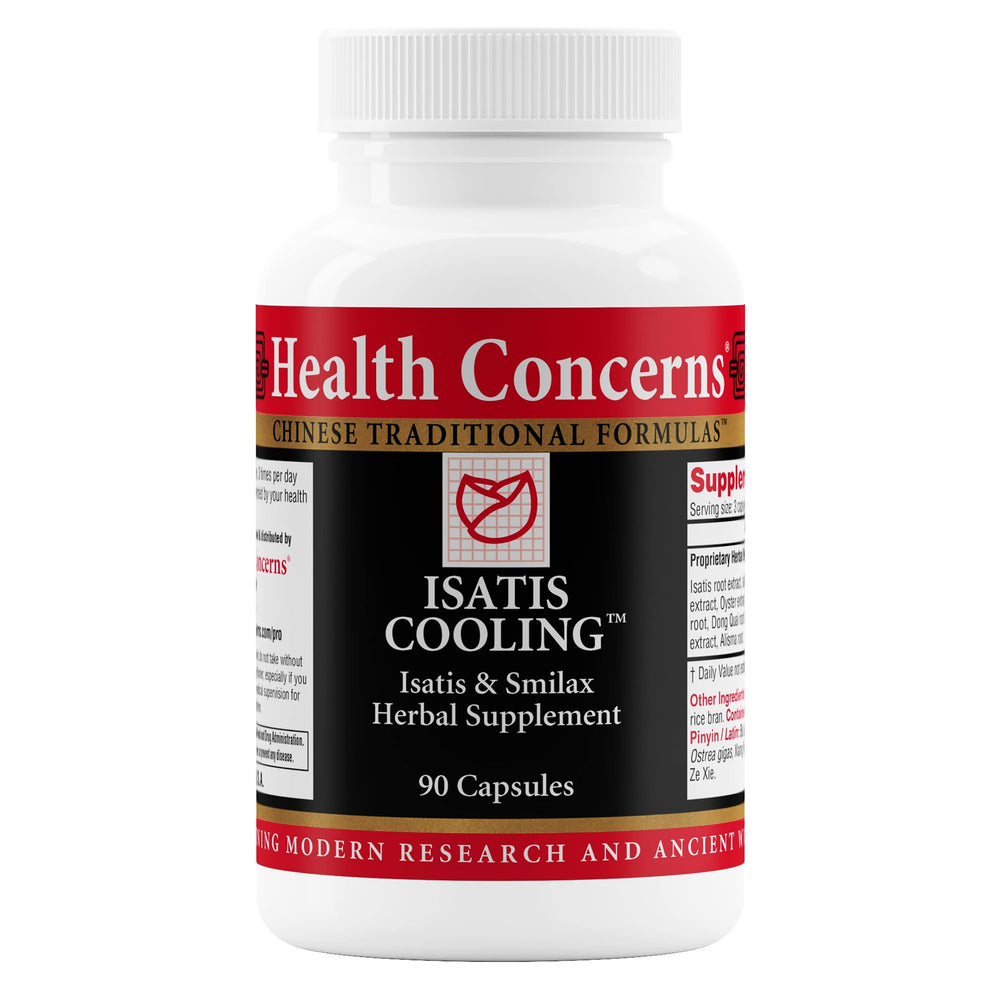 Health Concerns Isatis Cooling bottle front for daily detox support.