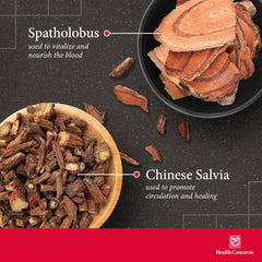 Health Concerns Marrow Plus bottle label shows Astragalus, Dong Quai, and other herbs.