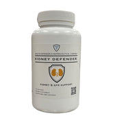Health Defender Kidney Defender bottle pour showing easy-to-swallow capsules for daily kidney support.