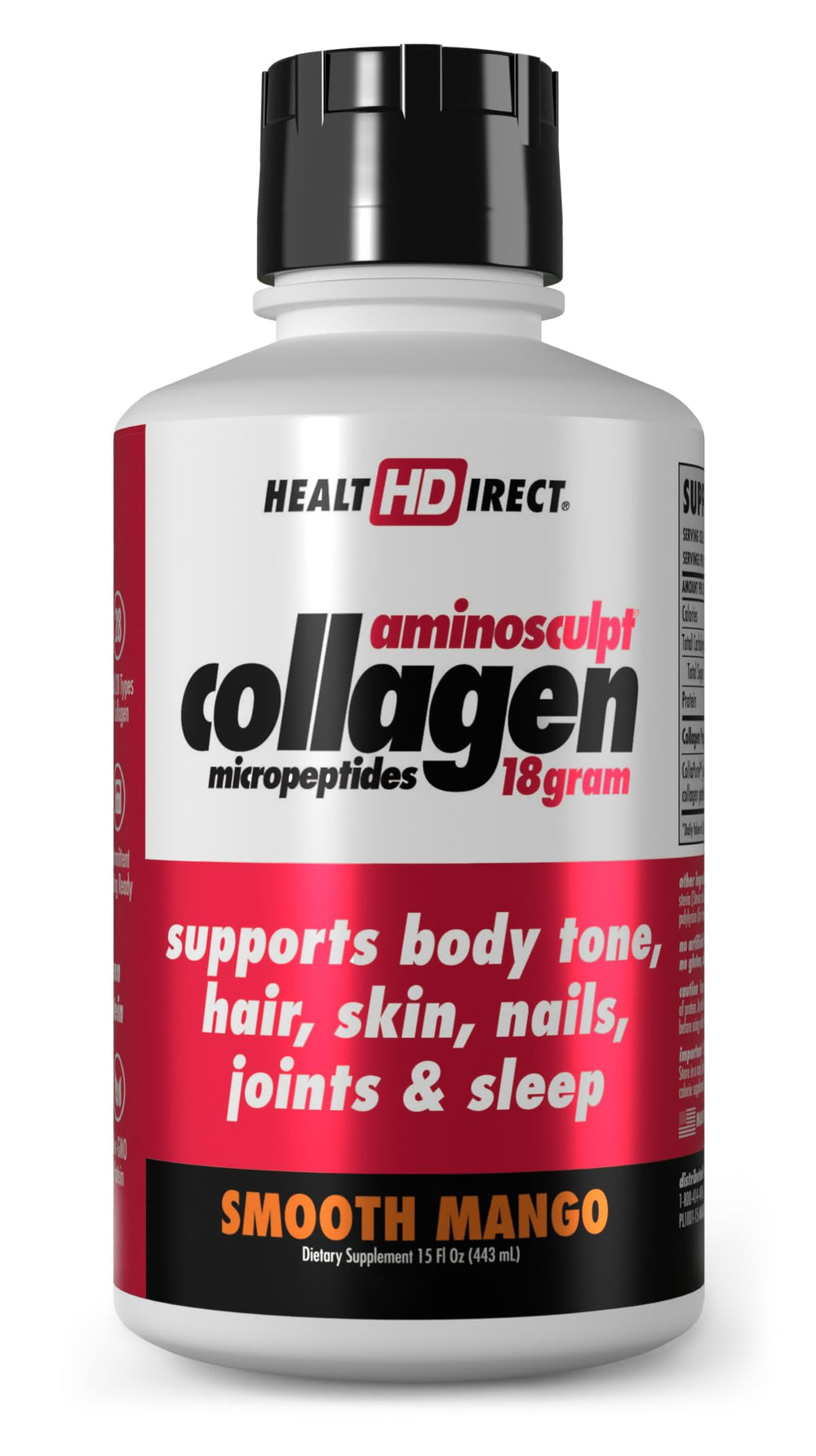 HEALTH DIRECT AminoSculpt Smooth Mango bottle for easy daily collagen intake.