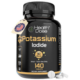 Health Dose KI tablets in a bottle for daily thyroid support.