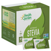 Health Garden Stevia packets in packaging show zero-calorie sweetness