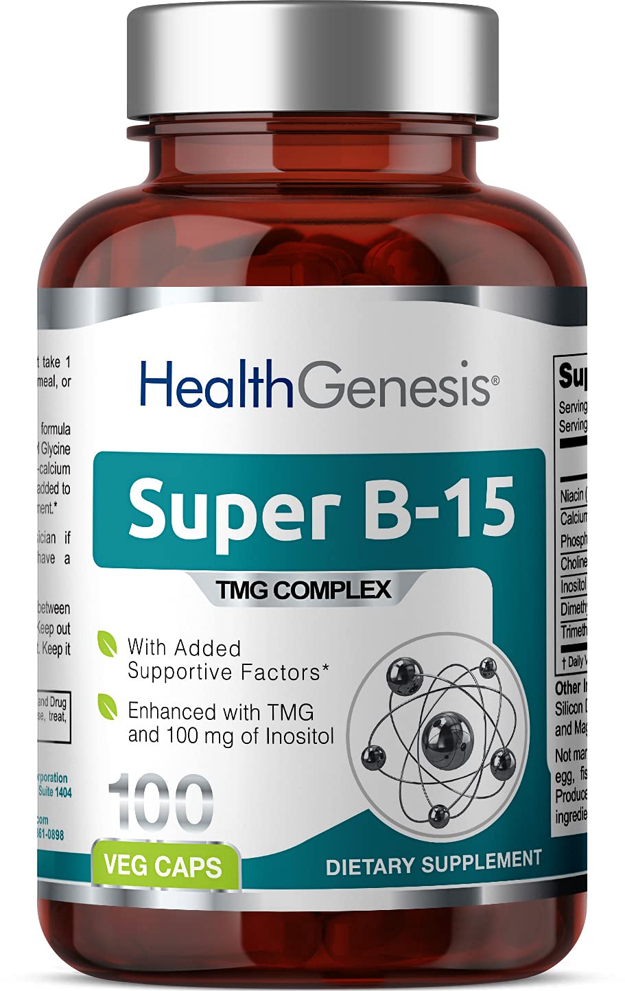 Health Genesis Super B15 bottle front with label signaling trusted energy support
