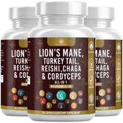 Health Heals mushroom supplement bottle with Lion's Mane for focused daily clarity