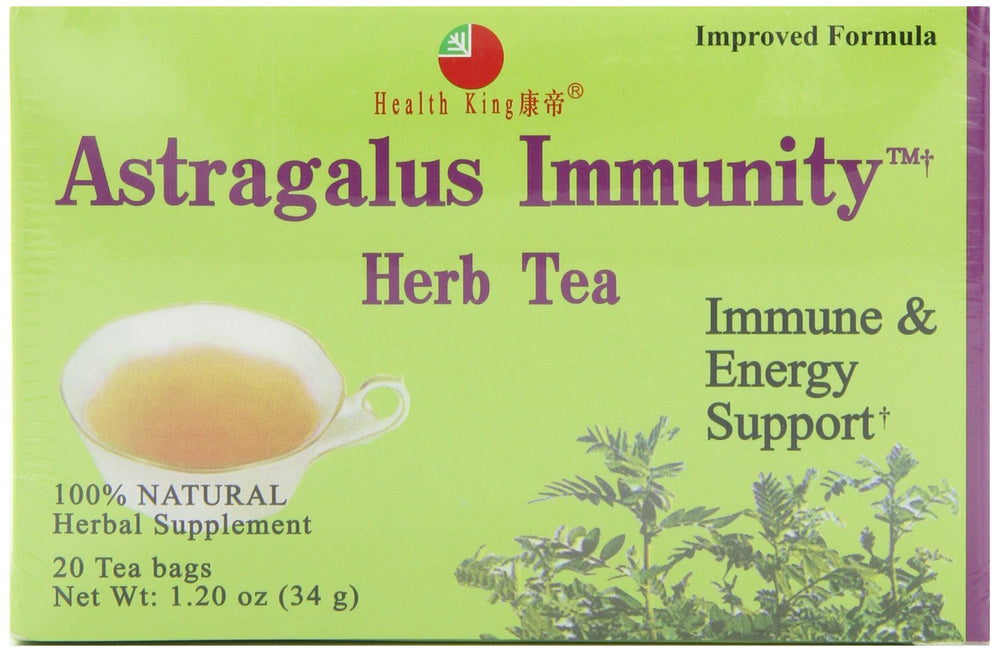 Health King Astragalus Immunity Tea teabags ready for hot or iced brew