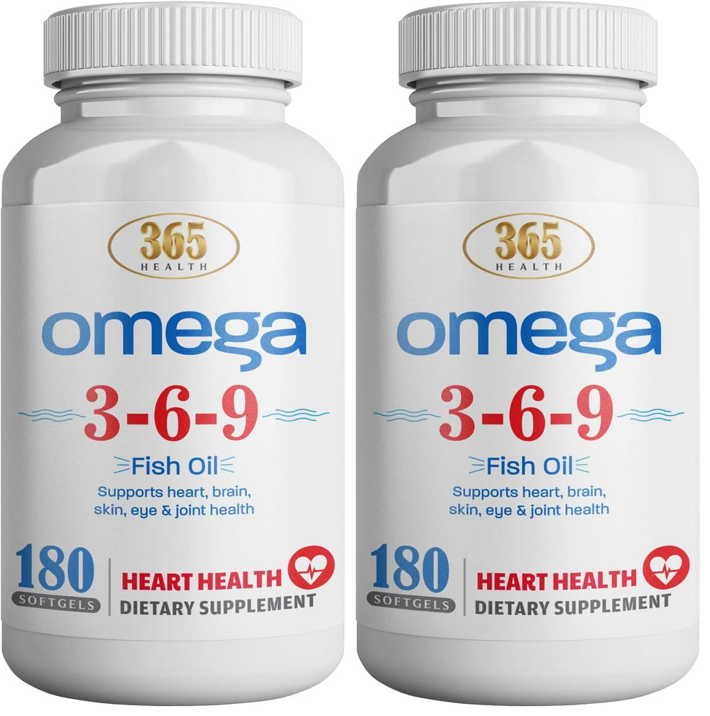 HEALTH LFE 365 Health Omega 3-6-9 bottle front for daily use.
