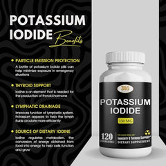 HEALTH LFE Potassium Iodide 130 mg tablet close-up showing easy dosing
