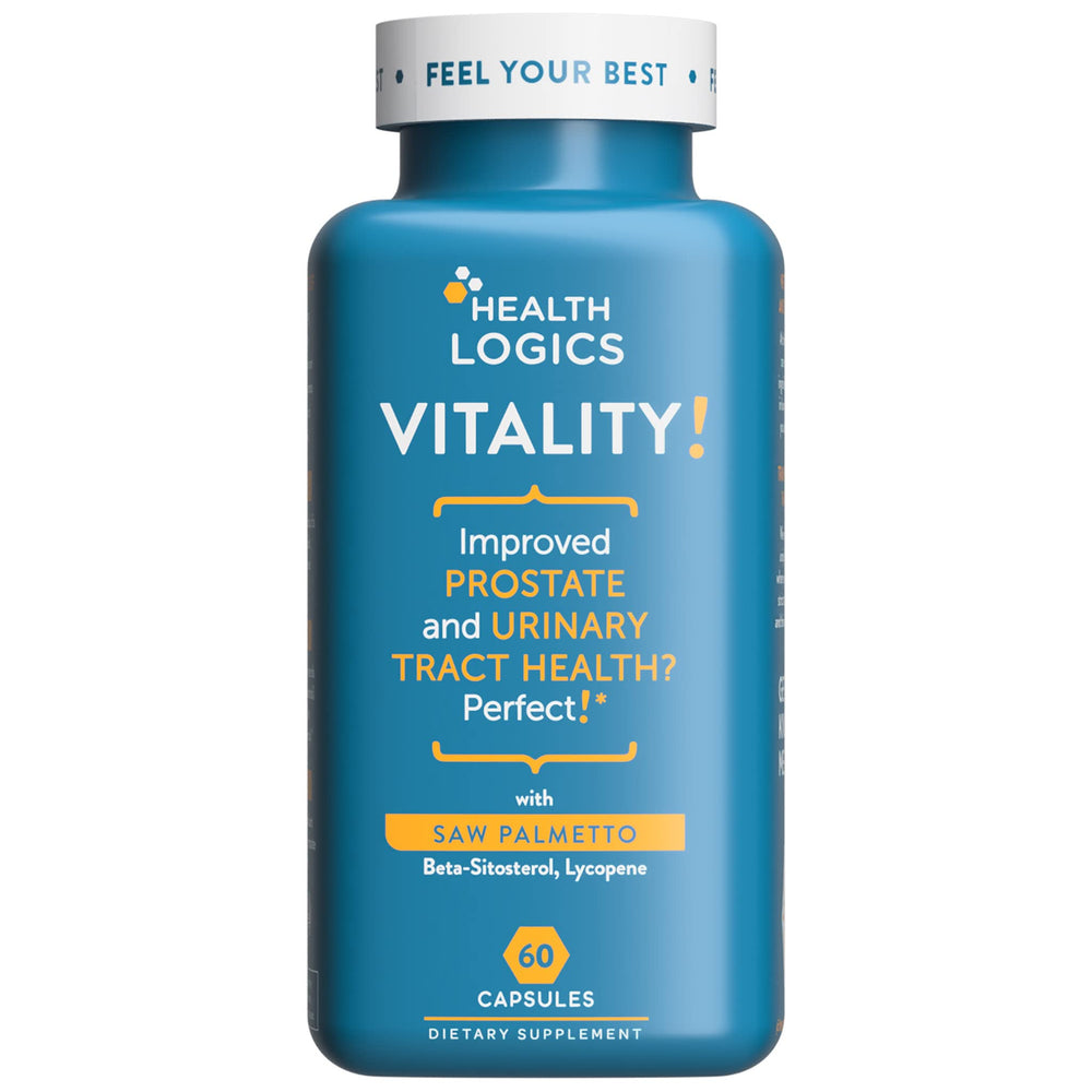 Health Logics Vitality Prostate bottle with capsules suggesting urinary health support