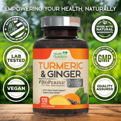 Organic turmeric and ginger blend housed in vegan capsules.