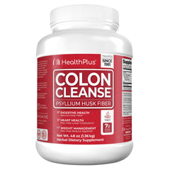 Health Plus Colon Cleanse bottle front view for easy daily dosing.