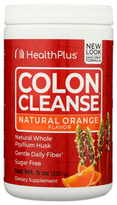 Health Plus Colon Cleanse orange bottle front view for easy daily use.