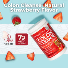 Health Plus Colon Cleanse psyllium husk powder close-up for regularity.