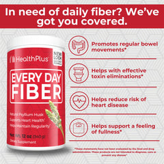 Health Plus Every Day Fiber being poured into liquid for easy mixing.