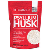 Health Plus psyllium husk bottle pouring for daily fiber support