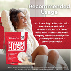 Health Plus psyllium husk fiber in smoothie glass for texture and fullness