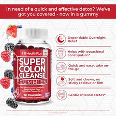 Gummies with mixed berry flavor from Health Plus Super Colon Cleanse.