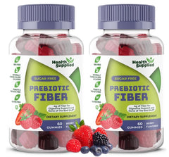 Health Supplied mixed berry gummies bottle highlighting tasty digestive wellness support