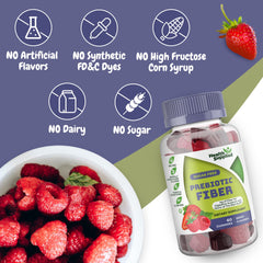 Health Supplied prebiotic gummies close-up texture suggests chewy, pleasant consumption