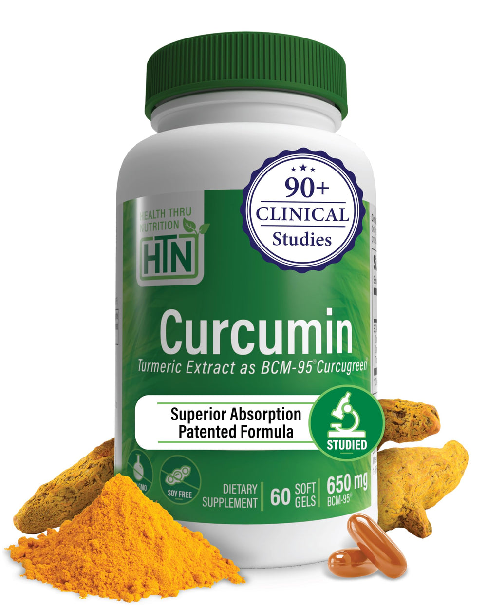 Health Thru Nutrition Curcumin 650mg bottle—high absorption turmeric for supporting a healthy inflammation response.