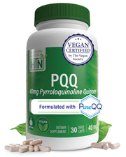 Health Thru Nutrition PureQQ bottle front view highlighting 40 mg PQQ for cellular energy