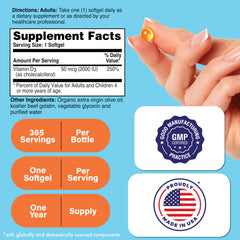 Health Thru Nutrition Vitamin D3 2000IU mini softgels easy to swallow daily use